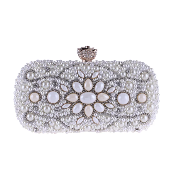 Modern / Fashion Ivory Clutch Bags Beading Pearl Rhinestone Accessories 2019