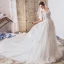 Élégant Ivoire Transparentes Robe De Mariée 2019 Princesse Encolure Dégagée Manches Courtes Perlage Gland Appliques En Dentelle Cathedral Train Volants