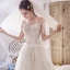 Élégant Ivoire Transparentes Robe De Mariée 2019 Princesse Encolure Dégagée Manches Courtes Perlage Gland Appliques En Dentelle Cathedral Train Volants