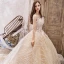 Bling Bling Champagne Brudekjoler 2019 Prinsesse Fantastiske / Unike Kjæreste Uten Ermer Ryggløse Glitter Tyll Royal Train Buste