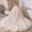 Bling Bling Champagne Brudekjoler 2019 Prinsesse Fantastiske / Unike Kjæreste Uten Ermer Ryggløse Glitter Tyll Royal Train Buste