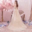 Romantic Outdoor / Garden Summer Champagne Wedding Dresses 2019 A-Line / Princess Spaghetti Straps Sleeveless Backless Appliques Lace Beading Sweep Train Ruffle
