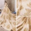 Luxe Champagne Robe De Mariée 2019 Robe Boule De l'épaule Gonflée 3/4 Manches Dos Nu Perlage Glitter Tulle Royal Train Volants