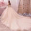 Romantisk Champagne Brudekjoler 2019 Ballkjole Kjæreste Uten Ermer Ryggløse Appliques Blonder Beading Rhinestone Glitter Tyll Cathedral Train Buste