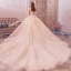 Romantisk Champagne Brudekjoler 2019 Ballkjole Kjæreste Uten Ermer Ryggløse Appliques Blonder Beading Rhinestone Glitter Tyll Cathedral Train Buste