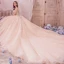 Romantisk Champagne Brudekjoler 2019 Ballkjole Kjæreste Uten Ermer Ryggløse Appliques Blonder Beading Rhinestone Glitter Tyll Cathedral Train Buste