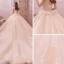 Romantisk Champagne Brudekjoler 2019 Ballkjole Kjæreste Uten Ermer Ryggløse Appliques Blonder Beading Rhinestone Glitter Tyll Cathedral Train Buste