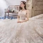 Chic / Beautiful Champagne Wedding Dresses 2019 Ball Gown Sweetheart Sleeveless Backless Glitter Appliques Lace Beading Royal Train Ruffle