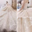Chic / Beautiful Champagne Wedding Dresses 2019 Ball Gown Sweetheart Sleeveless Backless Glitter Appliques Lace Beading Royal Train Ruffle