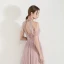 Élégant Perle Rose Transparentes Robe De Soirée 2019 Princesse Col Haut Sans Manches Appliques En Dentelle Perlage Longue Volants Dos Nu Robe De Ceremonie