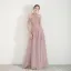 Élégant Perle Rose Transparentes Robe De Soirée 2019 Princesse Col Haut Sans Manches Appliques En Dentelle Perlage Longue Volants Dos Nu Robe De Ceremonie