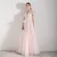 Romantic Pearl Pink Evening Dresses  2019 A-Line / Princess Spaghetti Straps Sleeveless Appliques Flower Pearl Beading Tassel Floor-Length / Long Ruffle Backless Formal Dresses