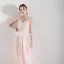 Romantic Pearl Pink Evening Dresses  2019 A-Line / Princess Spaghetti Straps Sleeveless Appliques Flower Pearl Beading Tassel Floor-Length / Long Ruffle Backless Formal Dresses