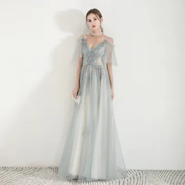 Elegant Green Evening Dresses 2019 A Line Princess Spaghetti Straps Appliques Lace Beading Floor Length Long Ruffle Backless Formal Dresses