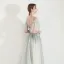Élégant Vert Robe De Soirée 2019 Princesse Bretelles Spaghetti Appliques En Dentelle Perlage Longue Volants Dos Nu Robe De Ceremonie