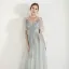 Élégant Vert Robe De Soirée 2019 Princesse Bretelles Spaghetti Appliques En Dentelle Perlage Longue Volants Dos Nu Robe De Ceremonie