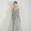 Élégant Vert Robe De Soirée 2019 Princesse Bretelles Spaghetti Appliques En Dentelle Perlage Longue Volants Dos Nu Robe De Ceremonie