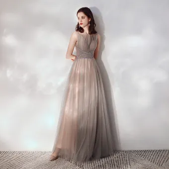 Chic Belle Marron Robe De Soirée 2019 Princesse Encolure Carrée Sans Manches Perlage Paillettes Glitter Tulle Longue Volants Dos Nu Robe De Ceremonie