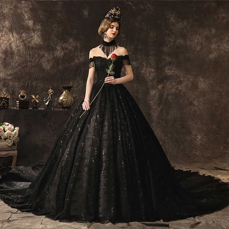 navy blue dress for baby girl A-line Black Tulle Lace Beach Unique Vintage Wedding Dresses, Bridal G –  bridalsew