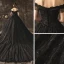 Unique Étourdissant Noire Dentelle Robe De Mariée 2019 Princesse De l'épaule Manches Courtes Dos Nu Perlage Gland Glitter Paillettes Cathedral Train Volants