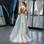 Luxe Bleu Ciel Robe De Soirée 2019 Princesse V-Cou Sans Manches Fait main Perlage Longue Volants Dos Nu Robe De Ceremonie
