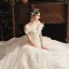 Bling Bling Champagne Robe De Mariée 2019 Robe Boule Unique De l'épaule Manches Courtes Dos Nu Glitter Paillettes Tulle Chapel Train Volants