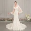 Best Champagne See-through Wedding Dresses 2019 Trumpet / Mermaid Scoop Neck Bell sleeves Backless Appliques Lace Beading Chapel Train Ruffle