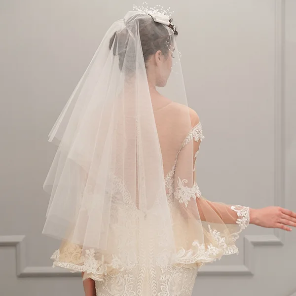 Best Champagne See-through Wedding Dresses 2019 Trumpet / Mermaid Scoop Neck Bell sleeves Backless Appliques Lace Beading Chapel Train Ruffle