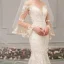 Best Champagne See-through Wedding Dresses 2019 Trumpet / Mermaid Scoop Neck Bell sleeves Backless Appliques Lace Beading Chapel Train Ruffle