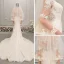 Best Champagne See-through Wedding Dresses 2019 Trumpet / Mermaid Scoop Neck Bell sleeves Backless Appliques Lace Beading Chapel Train Ruffle