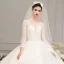 Luxury / Gorgeous Ivory See-through Wedding Dresses 2019 Ball Gown Scoop Neck 3/4 Sleeve Backless Beading Cathedral Train Cascading Ruffles