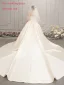 Enkel Satin Champagne Brudekjoler 2019 Prinsesse Fantastiske / Unike Kjæreste Uten Ermer Ryggløse Cathedral Train Buste