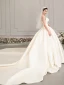 Enkel Satin Champagne Brudekjoler 2019 Prinsesse Fantastiske / Unike Kjæreste Uten Ermer Ryggløse Cathedral Train Buste