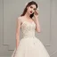 Chic / Beautiful Champagne Outdoor / Garden Wedding Dresses 2019 A-Line / Princess Sweetheart Sleeveless Backless Beading Glitter Star Floor-Length / Long Ruffle