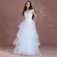 Élégant Bleu Ciel Robe De Bal 2018 Princesse Encolure Dégagée Sans Manches Appliques En Dentelle Paillettes Train De Balayage Volants en Cascade Dos Nu Robe De Ceremonie