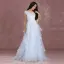 Élégant Bleu Ciel Robe De Bal 2018 Princesse Encolure Dégagée Sans Manches Appliques En Dentelle Paillettes Train De Balayage Volants en Cascade Dos Nu Robe De Ceremonie