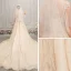 Elegant Champagne Brudekjoler 2019 Prinsesse Spaghettistropper Uten Ermer Ryggløse Glitter Appliques Blonder Perle Beading Chapel Train Buste