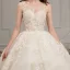 Romantique Champagne Transparentes Robe De Mariée 2019 Robe Boule Encolure Dégagée Sans Manches Dos Nu Glitter Appliques En Dentelle Perlage Cathedral Train Volants