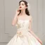 Elegant Champagne Satin Wedding Dresses 2019 A-Line / Princess Spaghetti Straps Sleeveless Backless Appliques Flower Beading Cathedral Train Ruffle