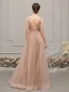 Luxury / Gorgeous Champagne See-through Evening Dresses  2019 A-Line / Princess Scoop Neck Sleeveless Rhinestone Beading Floor-Length / Long Ruffle Backless Formal Dresses