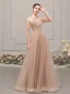 Luxury / Gorgeous Champagne See-through Evening Dresses  2019 A-Line / Princess Scoop Neck Sleeveless Rhinestone Beading Floor-Length / Long Ruffle Backless Formal Dresses