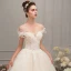 Élégant Champagne Robe De Mariée 2019 Princesse De l'épaule Manches Courtes Dos Nu Perlage Appliques En Dentelle Glitter Tulle Cathedral Train Volants