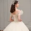 Chic / Beautiful Champagne Outdoor / Garden Wedding Dresses 2019 Ball Gown Amazing / Unique Off-The-Shoulder Short Sleeve Backless Beading Glitter Tulle Floor-Length / Long Ruffle