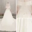 Enkla Champagne Satin Bröllopsklänningar 2019 Prinsessa Av Axeln Korta ärm Halterneck Cathedral Train Ruffle