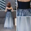 Schöne Marineblau Farbverlauf Abendkleider 2019 A Linie Bandeau Ärmellos Applikationen Spitze Lange Rüschen Rückenfreies Festliche Kleider