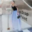 Abordable Bleu Marine Dégradé De Couleur Daim Robe De Soirée 2019 Princesse Col v profond Sans Manches Longue Volants Dos Nu Robe De Ceremonie