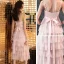 Affordable Pearl Pink Party Dresses 2019 A-Line / Princess Spaghetti Straps Sleeveless Sash Tea-length Cascading Ruffles Backless Formal Dresses