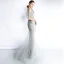 Luxury / Gorgeous Grey See-through Evening Dresses  2019 Trumpet / Mermaid Scoop Neck 1/2 Sleeves Sequins Beading Floor-Length / Long Ruffle Formal Dresses