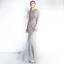 Luxury / Gorgeous Grey See-through Evening Dresses  2019 Trumpet / Mermaid Scoop Neck 1/2 Sleeves Sequins Beading Floor-Length / Long Ruffle Formal Dresses