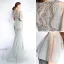 Luxury / Gorgeous Grey See-through Evening Dresses  2019 Trumpet / Mermaid Scoop Neck 1/2 Sleeves Sequins Beading Floor-Length / Long Ruffle Formal Dresses